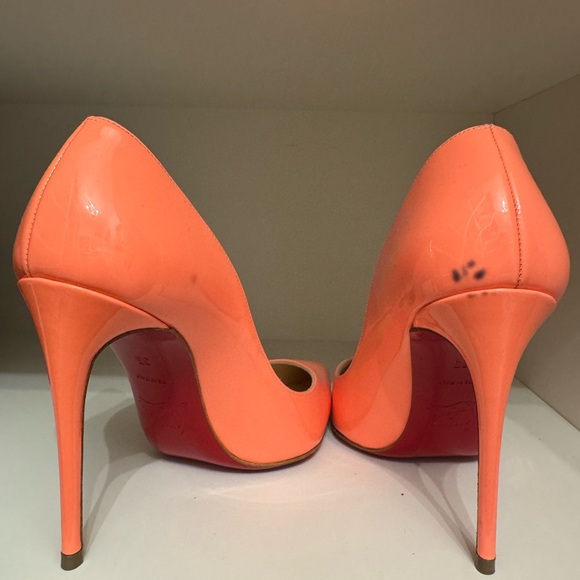 Christian Louboutin Pigalle Follies Patent Heels in Flamingo - Picture 3 of 4